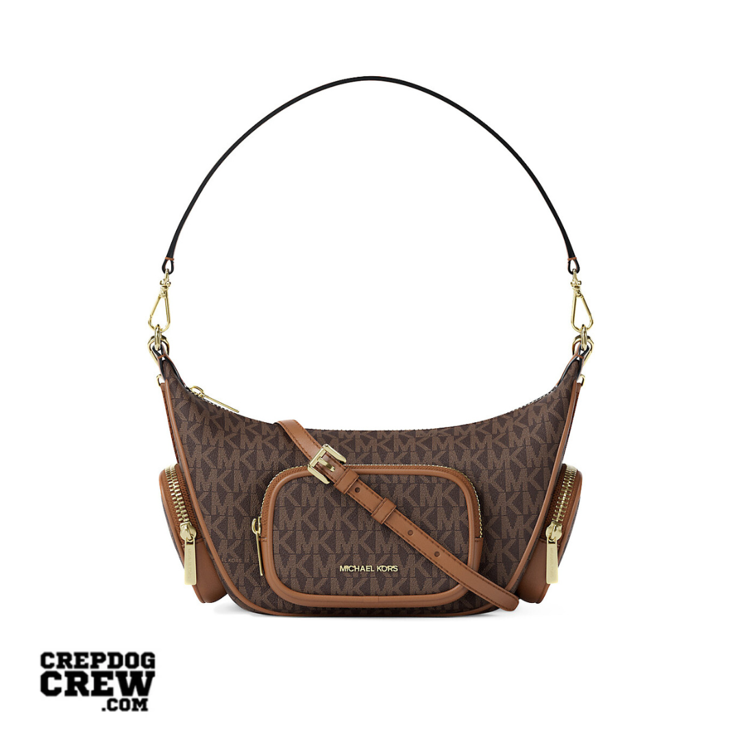 Michael Kors Merritt Small Signature Logo Convertible Shoulder Bag BROWN