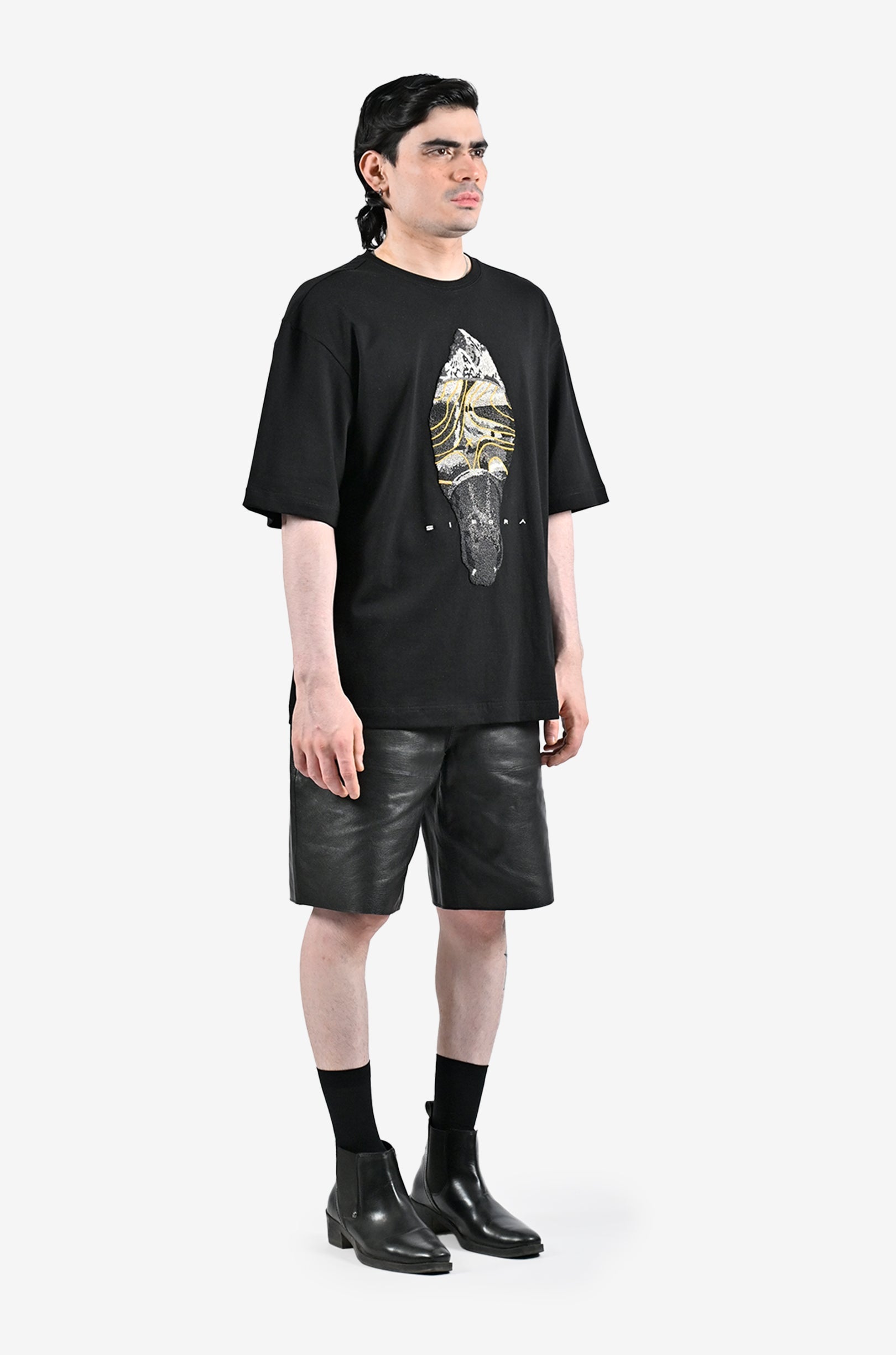 Tata Sierra x HUEMN hand-embroidered horse t-shirt