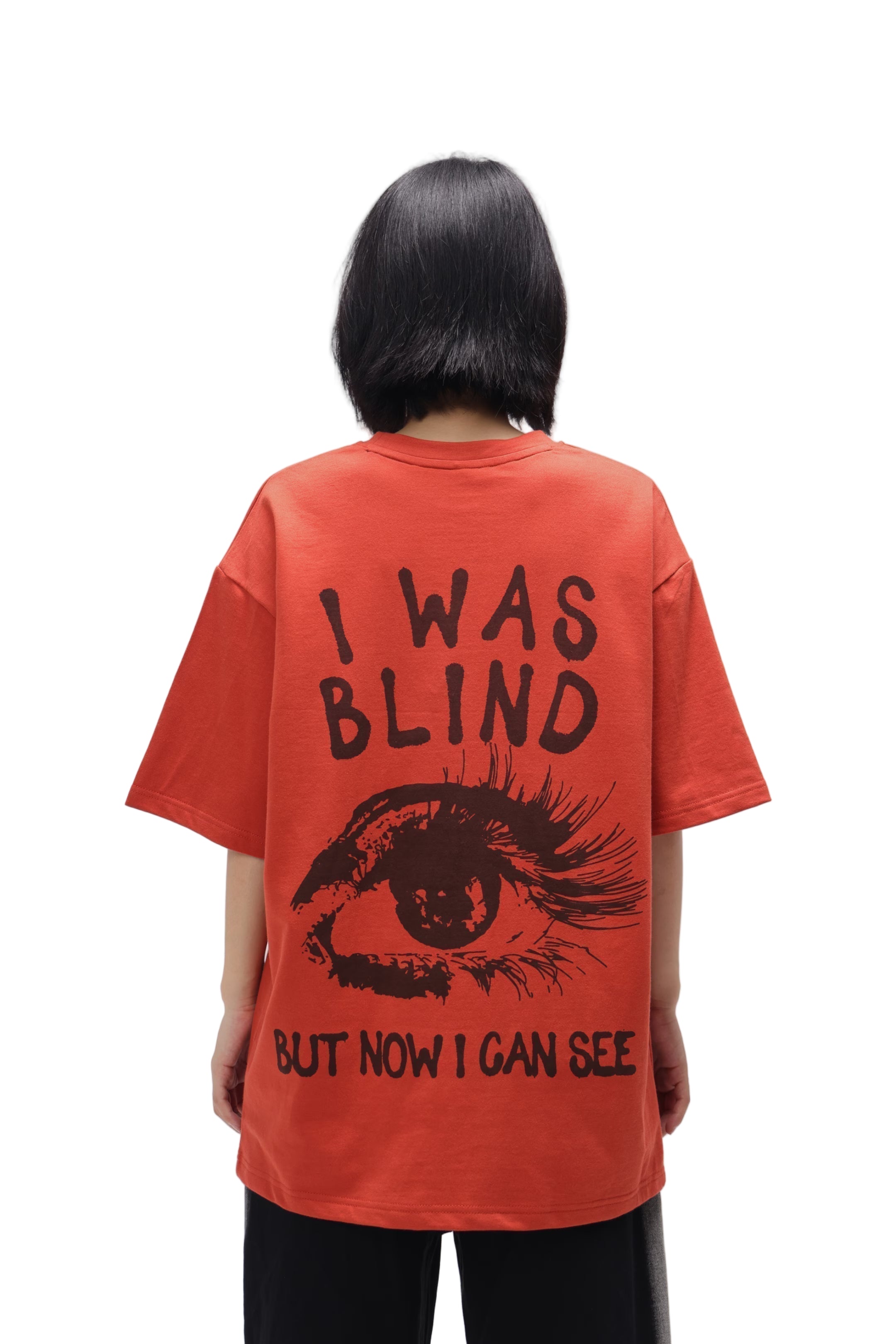 CERISE BURNT ORANGE I WAS BLIND OVERSIZED TEE