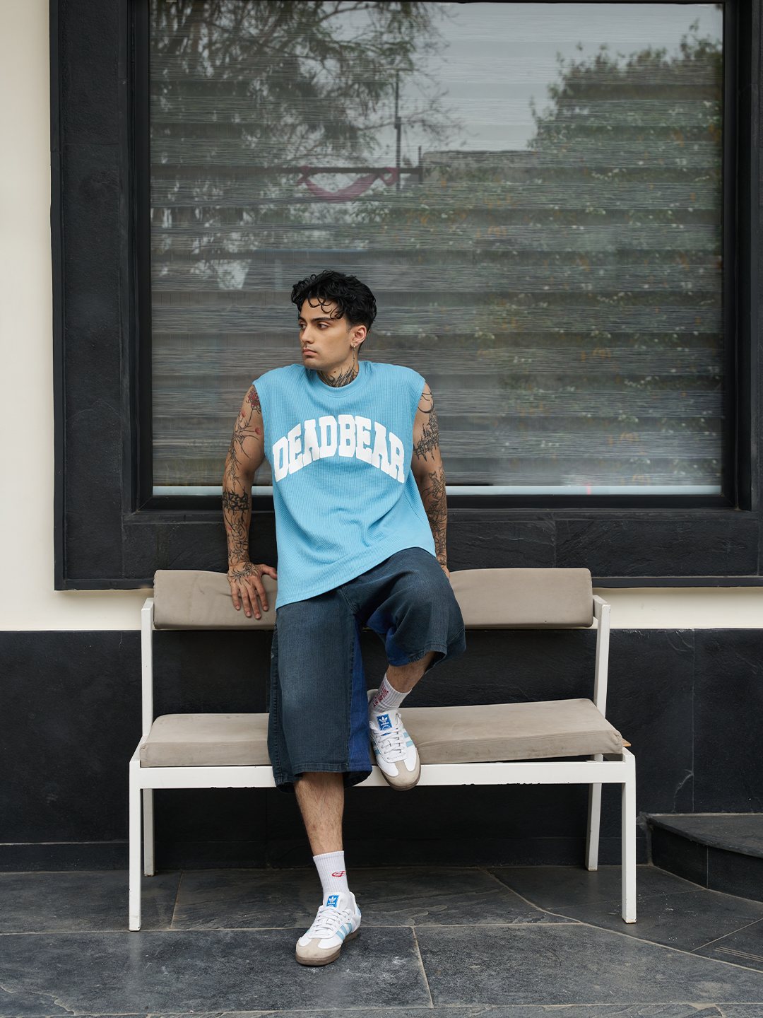 Waffle Tank Powder Blue