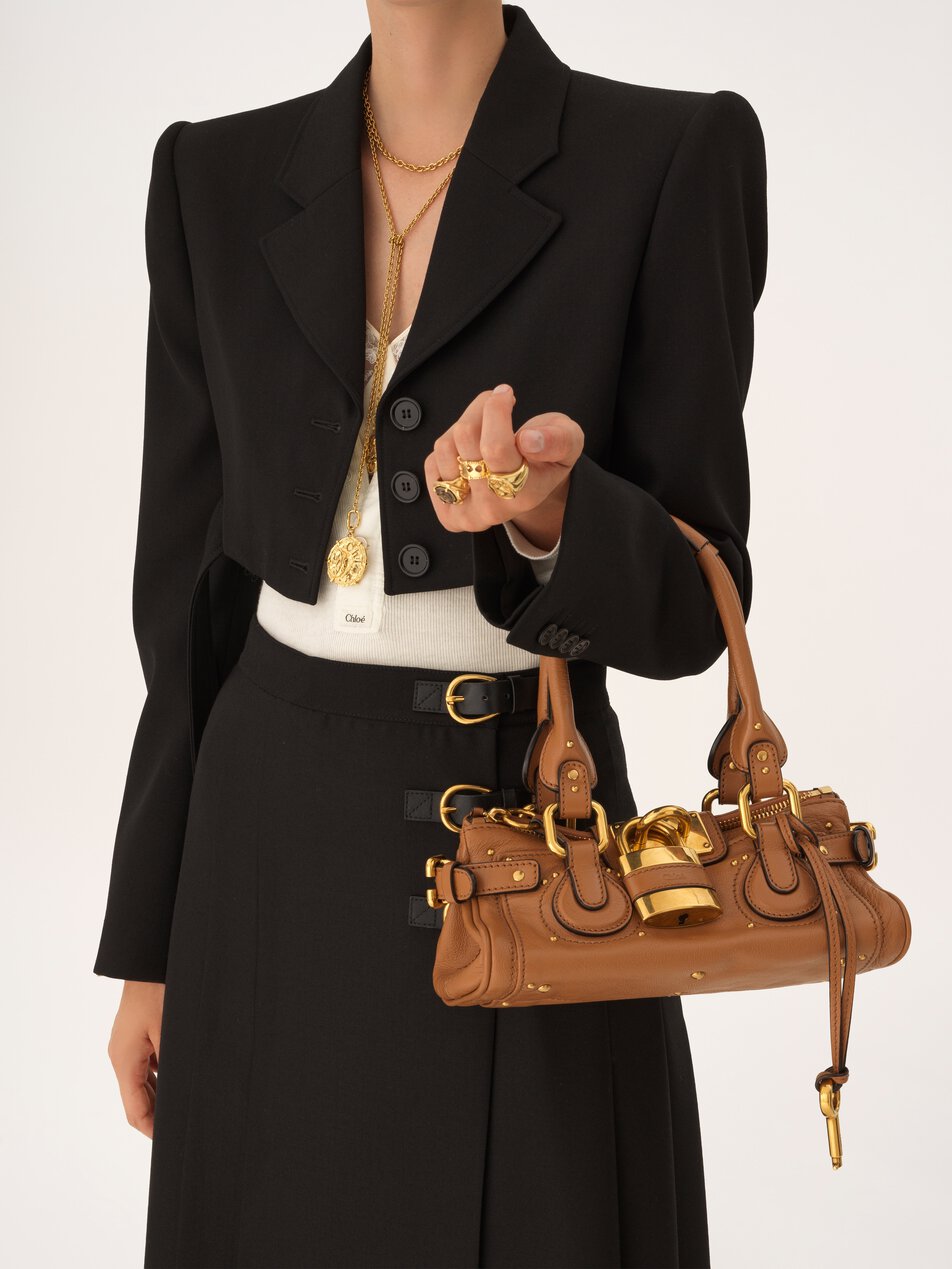 CHLOE Small Paddington bag in grained leather Mustang Brown