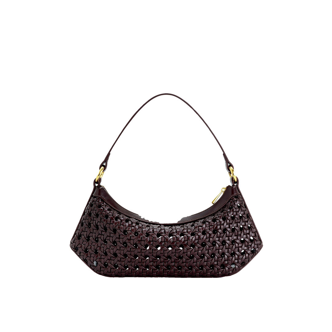 JW PEI Lily Faux Bamboo Woven Shoulder Bag - Deep Claret