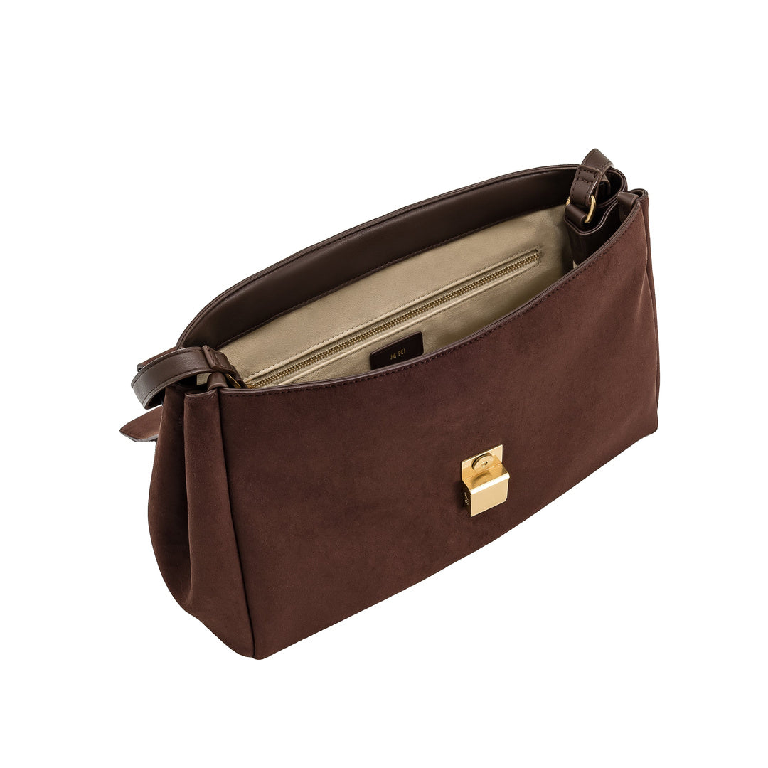 JW PEI Hilary Faux Suede Shoulder Bag - Dark Brown