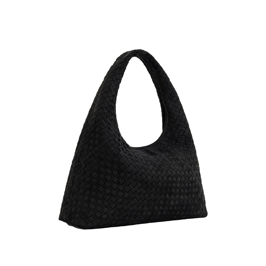 JW PEI Laura Faux Suede Woven Shoulder Bag - Black