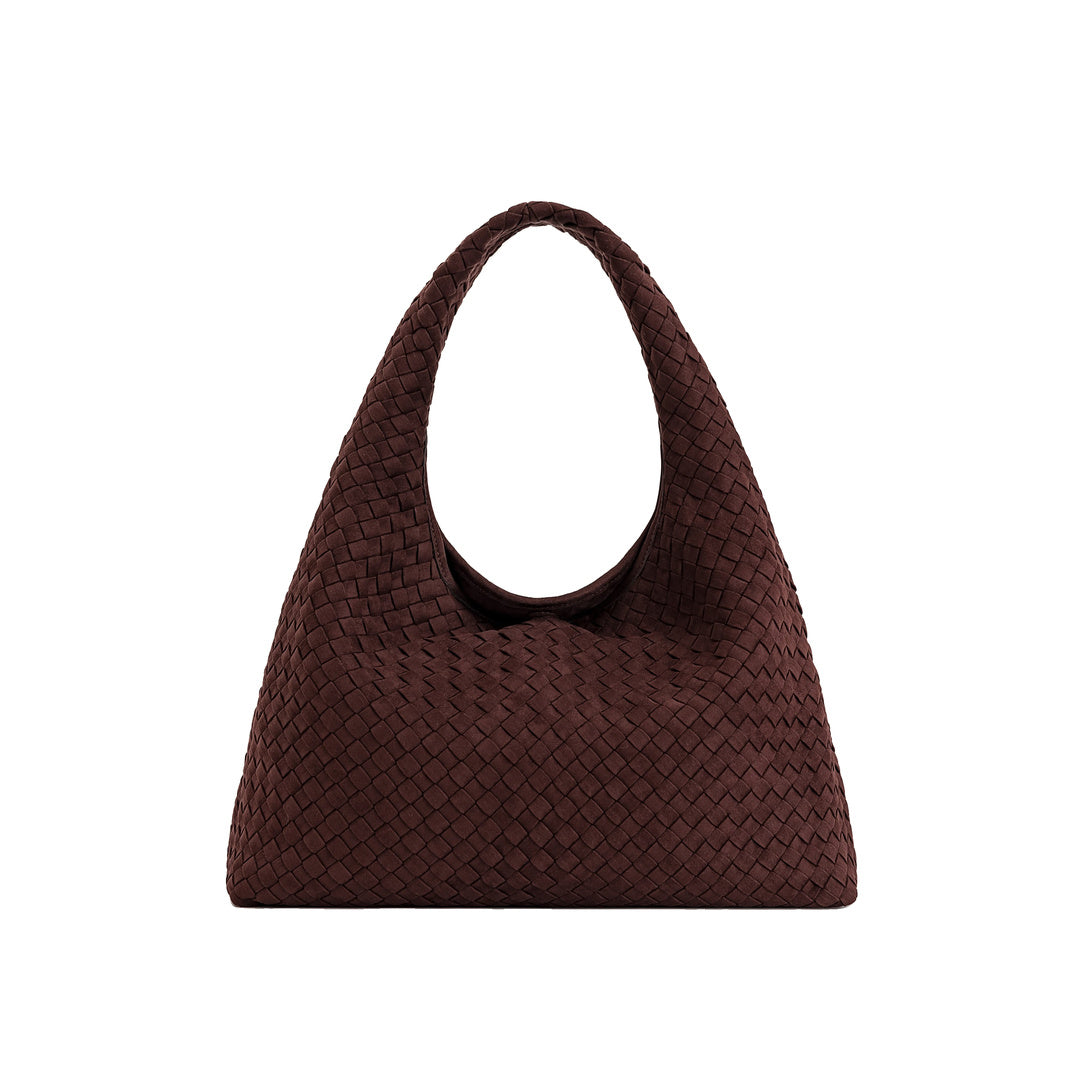 JW PEI Laura Faux Suede Woven Shoulder Bag - Dark Brown