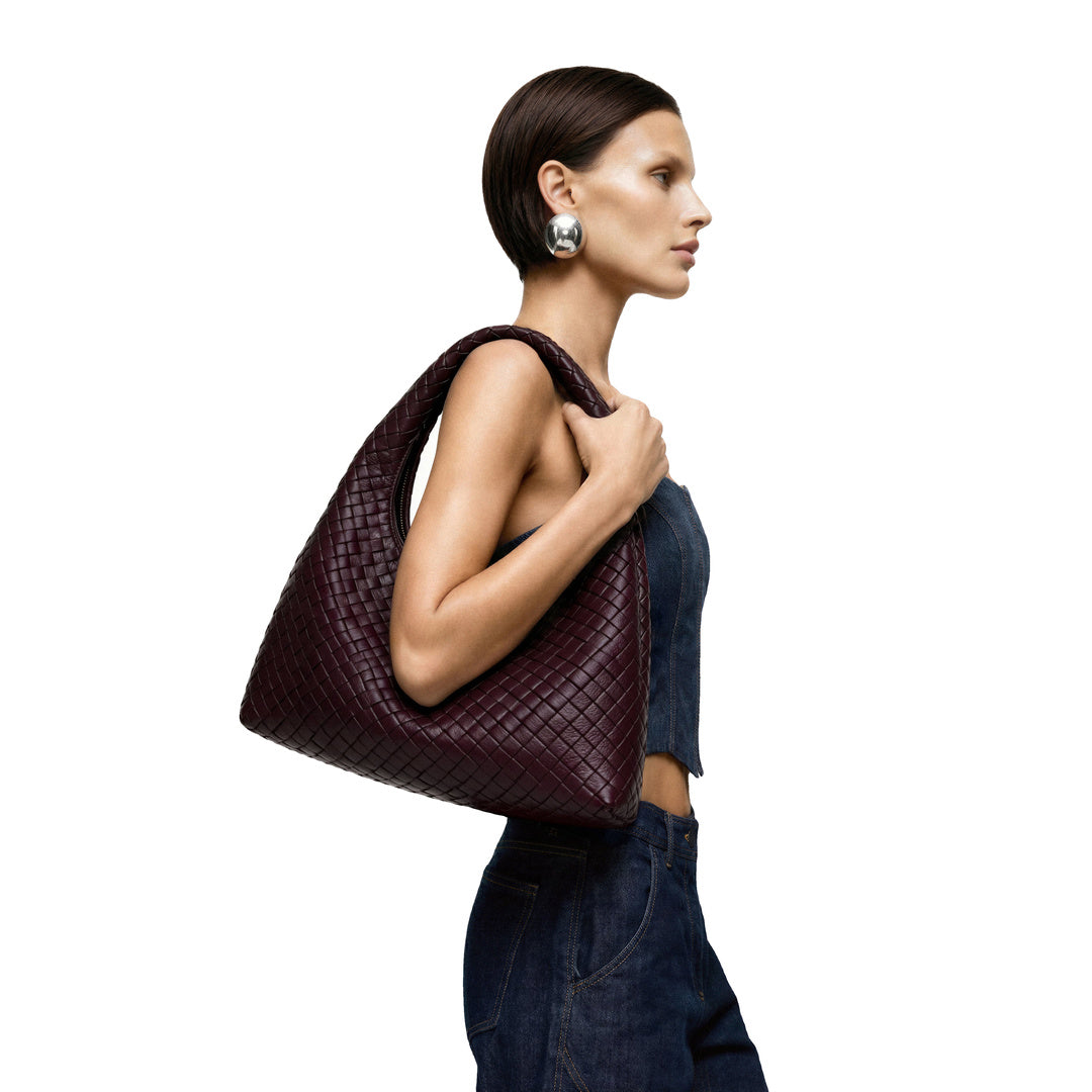 JW PEI Laura Woven Shoulder Bag - Deep Burgundy