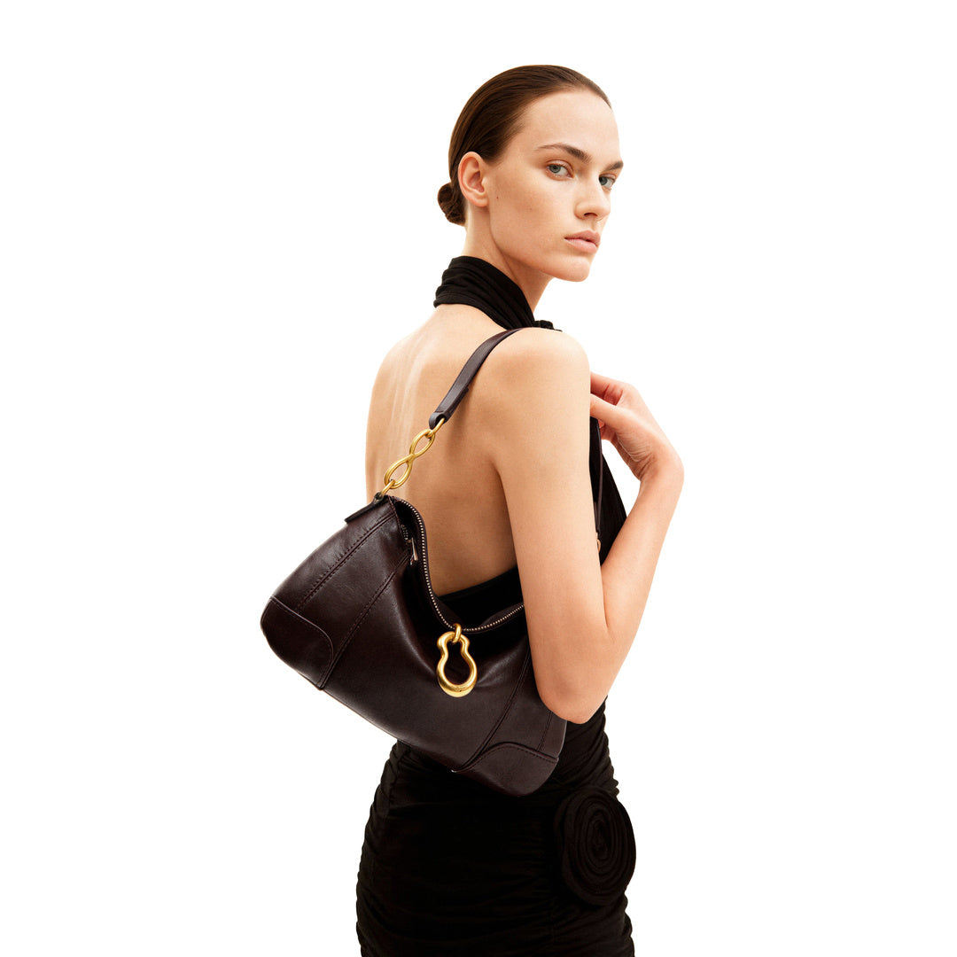 JW PEI Jayla Metal Pendant Embellished Shoulder Bag - Dark Brown