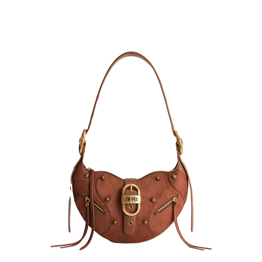 JW PEI Tessa Suede Shoulder Bag - Dark Birch Brown