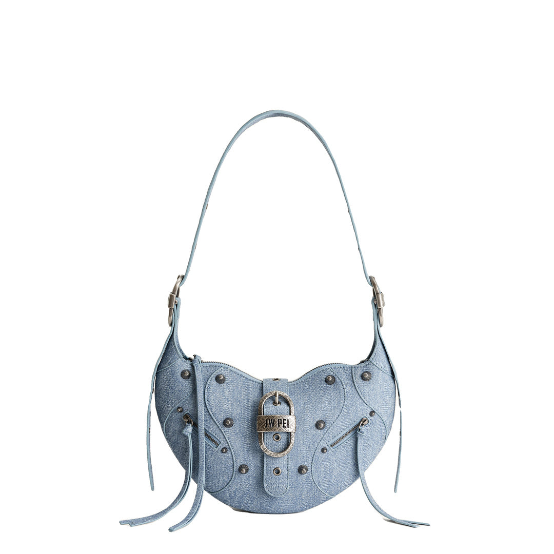 JW PEI Tessa Denim Embossed Shoulder Bag - Blue