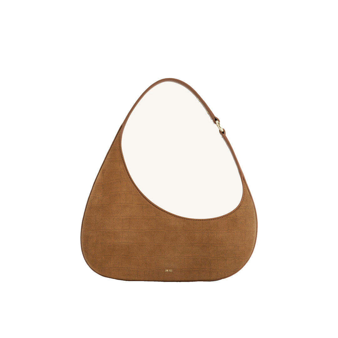JW PEI Harlee Faux Suede Embossed Shoulder Bag - Brown