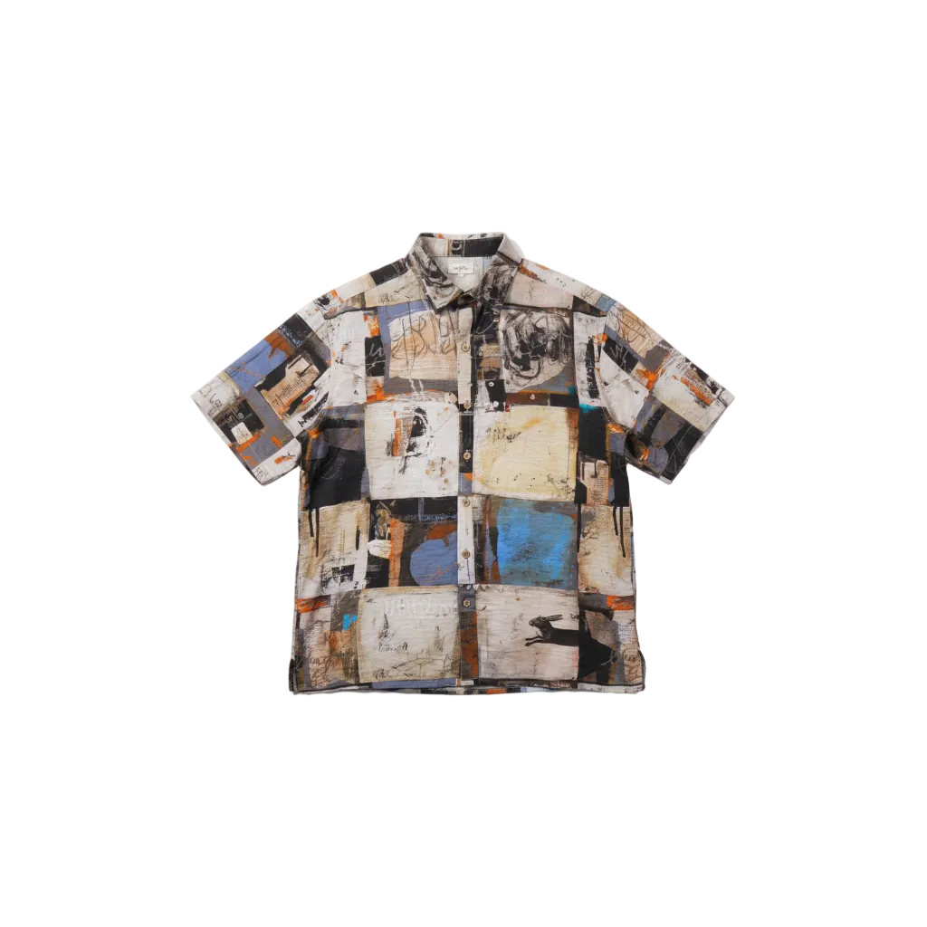 BRUSHSTROKE GRID PRINTED SHIRT