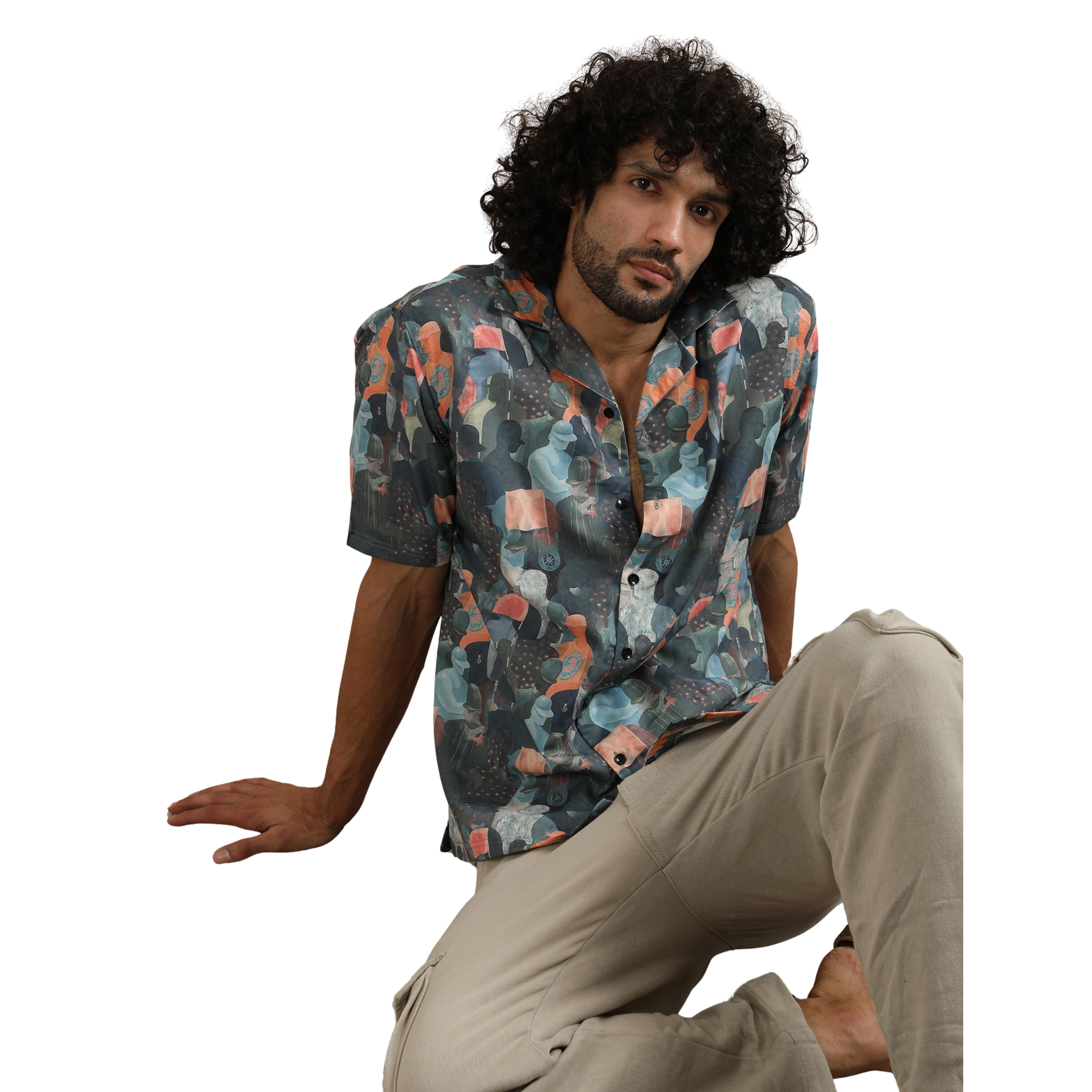 URBAN MIRAGE CUBAN COLLAR SHIRT