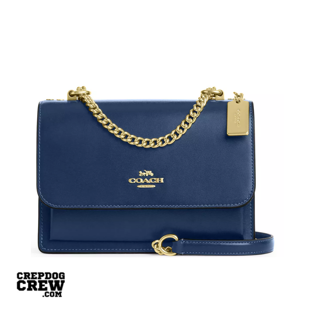 COACH Klare Crossbody Bag calf leather Gold Deep Blue