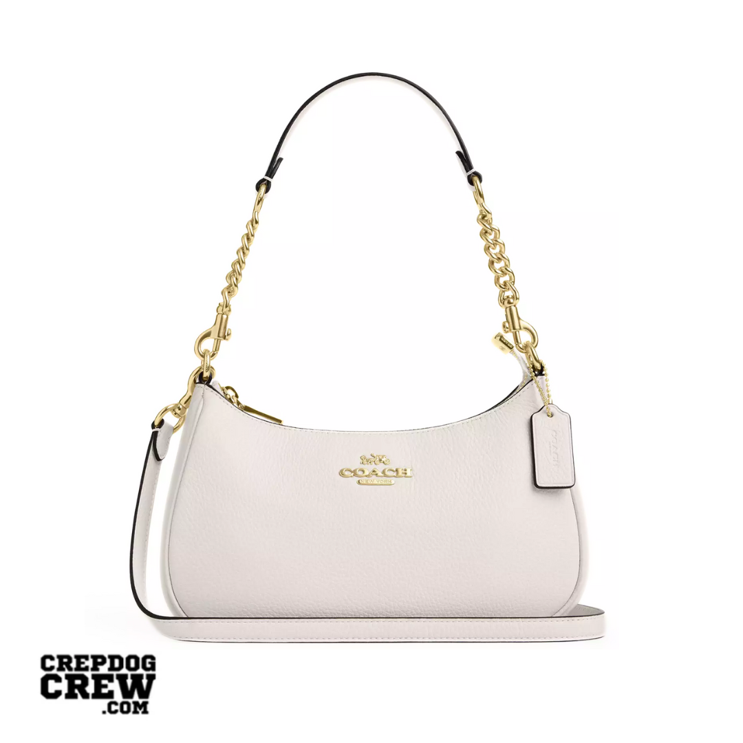 COACH Teri Shoulder Bag pebbled leather Gold Chalk