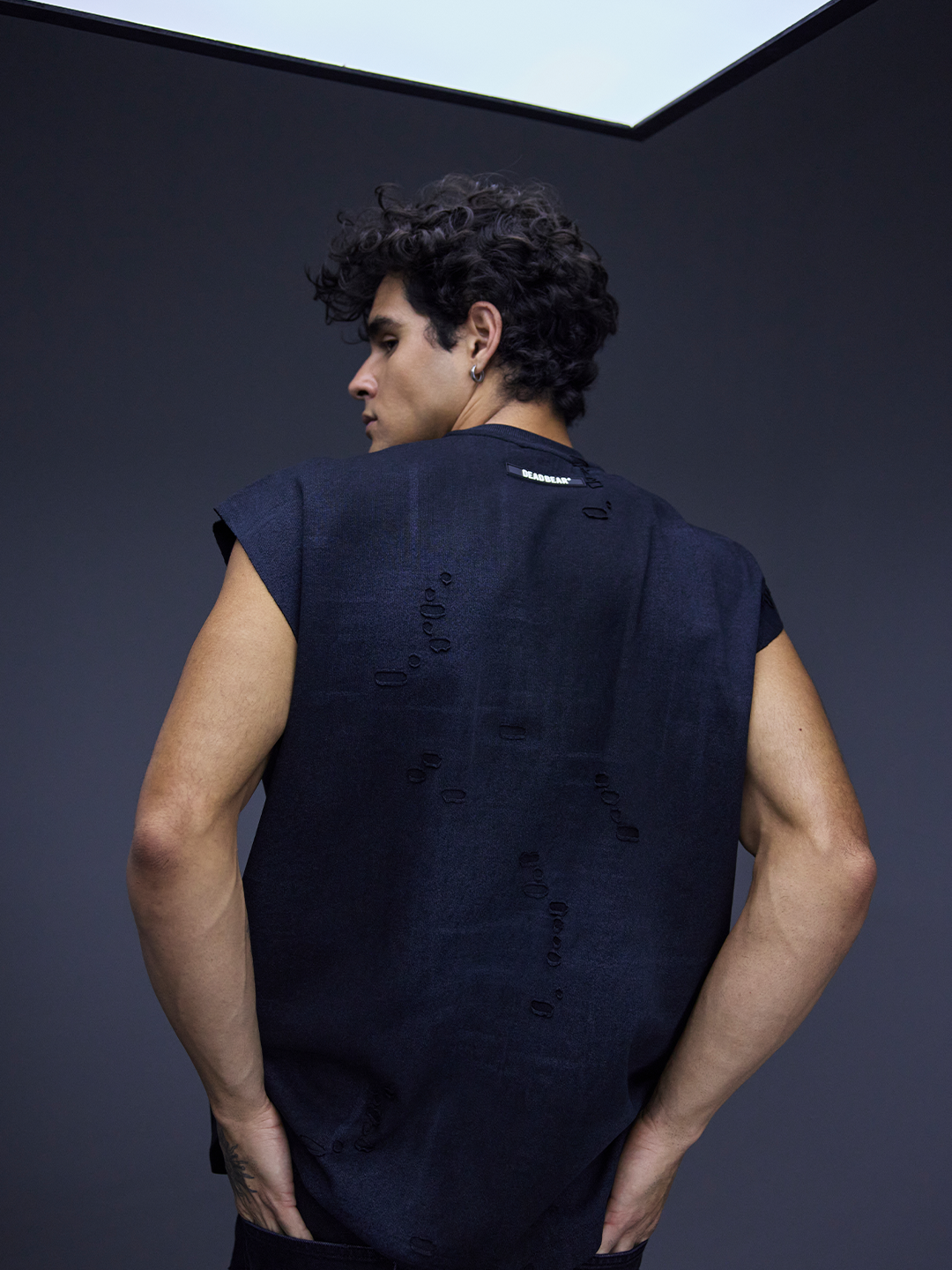 Distressed Washed Black Tank