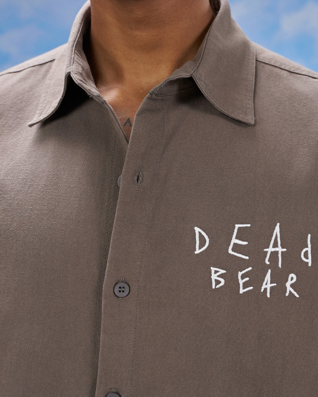 Scribbled Logo Shirt Taupe