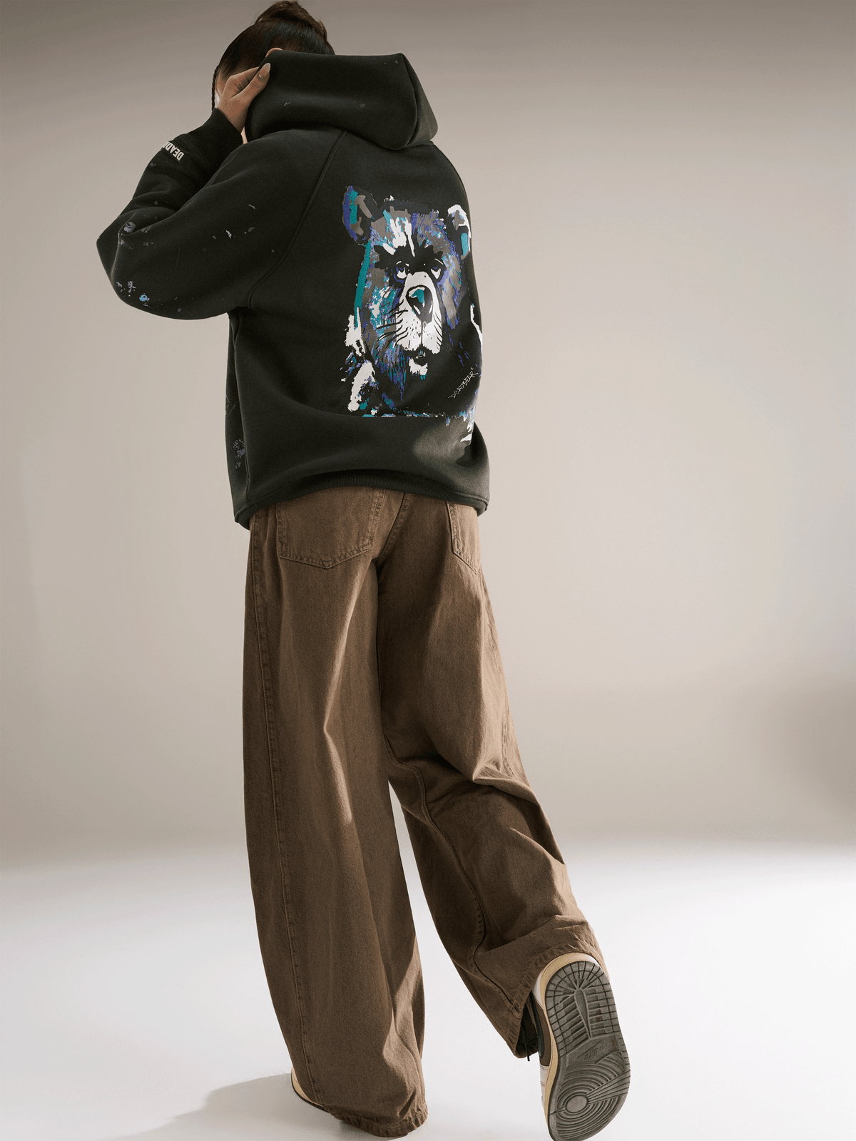 Grumpy Bear Hoodie Olive