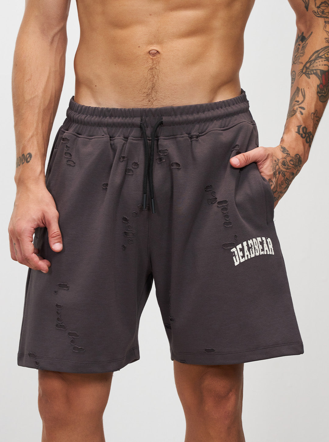 Distressed Ash Grey Shorts