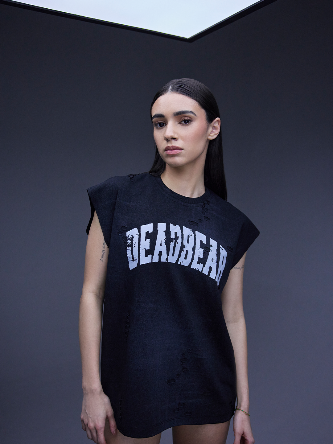 Distressed Washed Black Tank