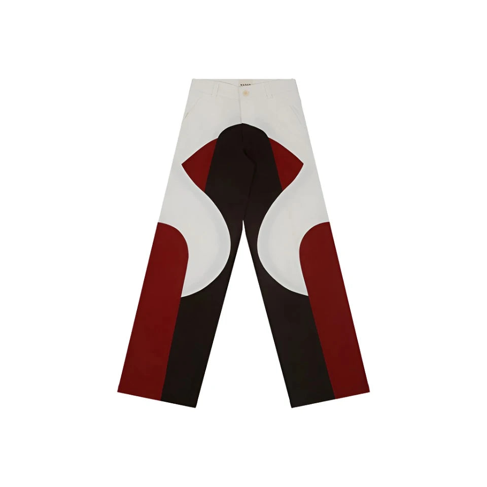 Border Panelled Trousers(Red)