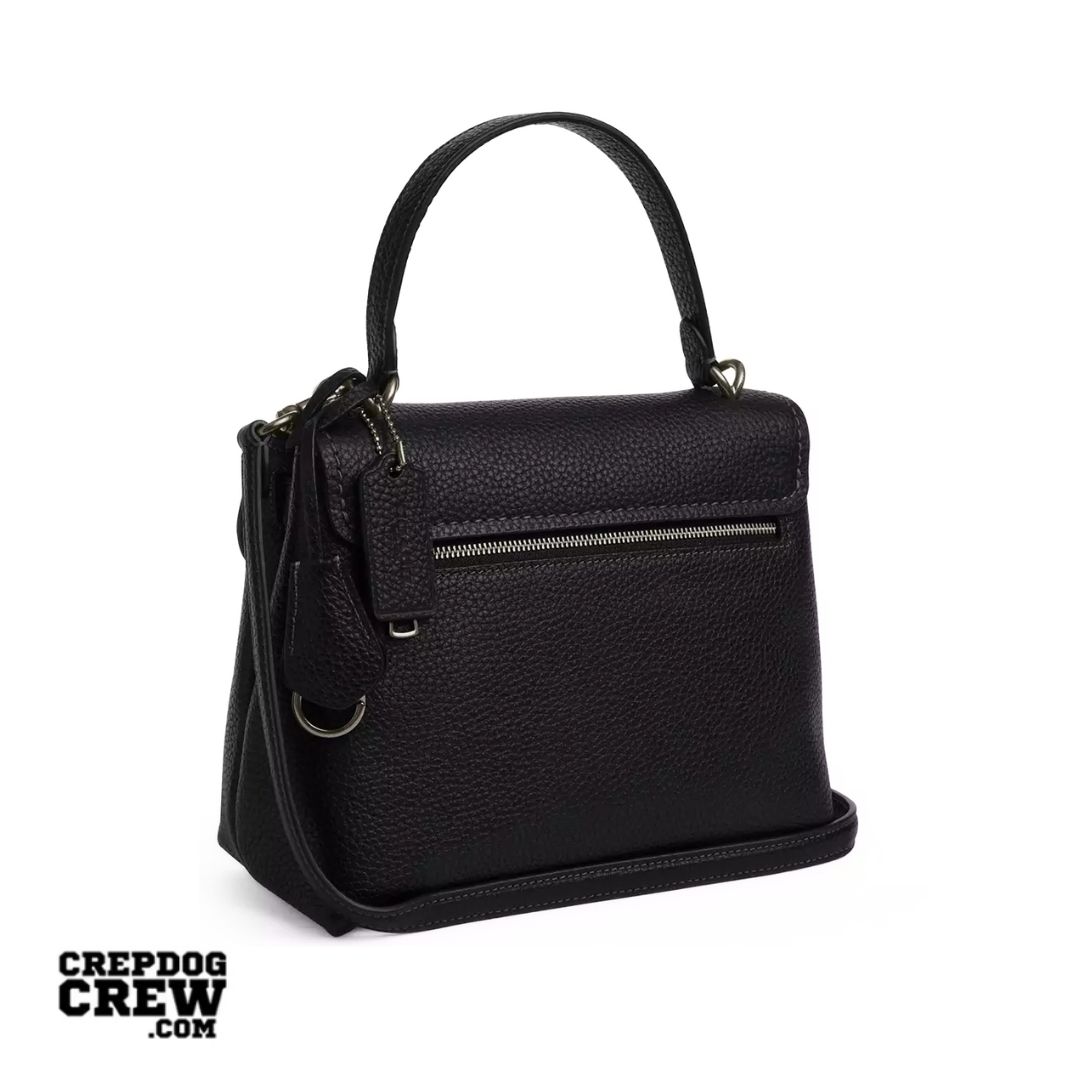 COACH Emory Top Handle Bag pebbled leather Gunmetal Black