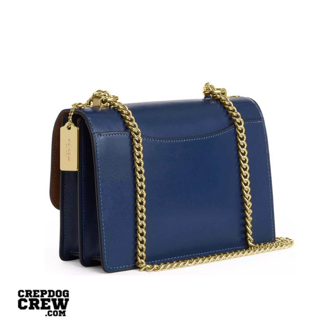 COACH Klare Crossbody Bag calf leather Gold Deep Blue