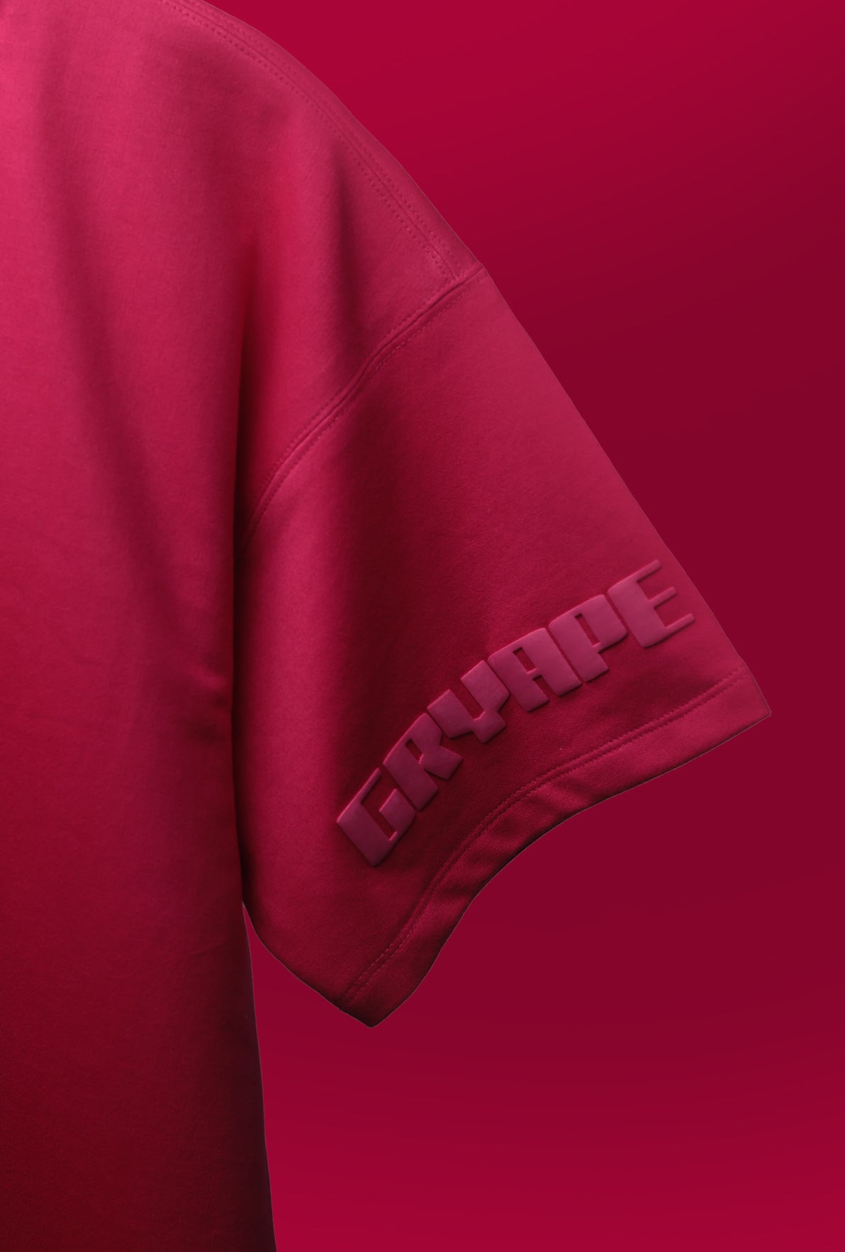 Red t-shirt with 'CRUEL' text on a matching red background - Crepdog Crew