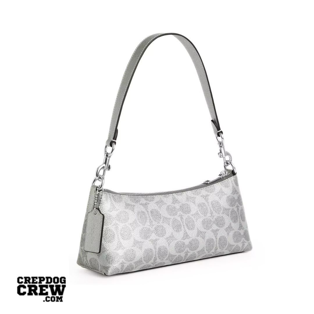Coach Charlotte Shoulder Bag signature canvas Sv Gray Silver