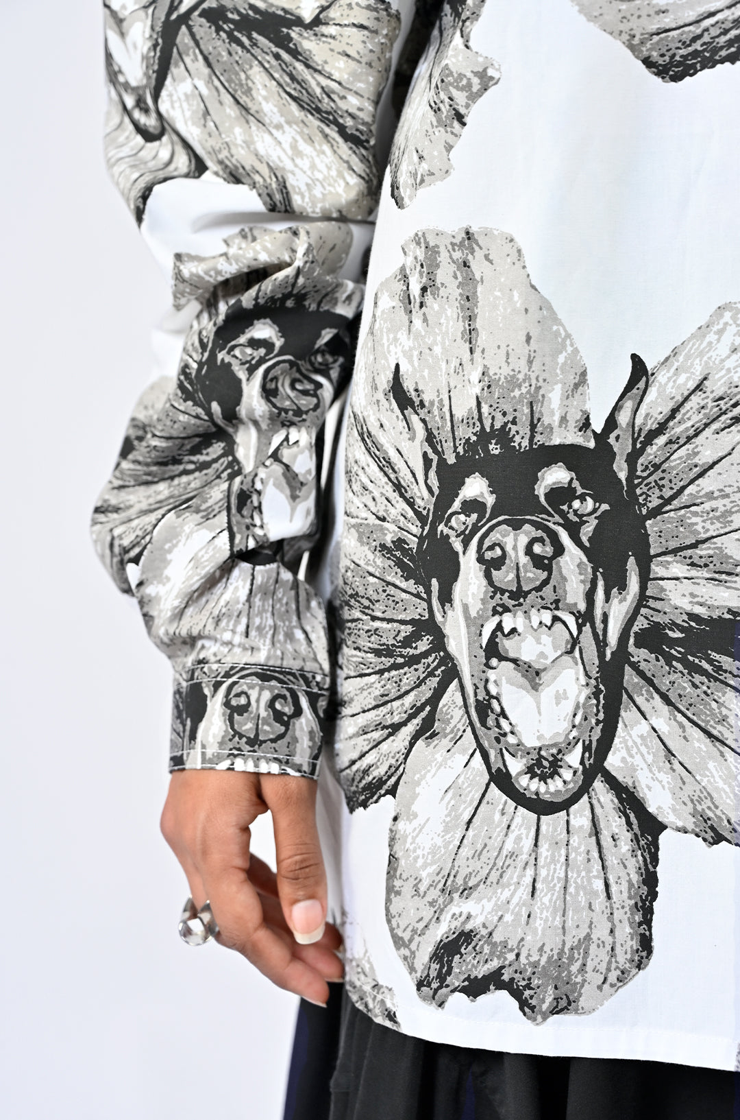 Canine printed cotton shirt - White