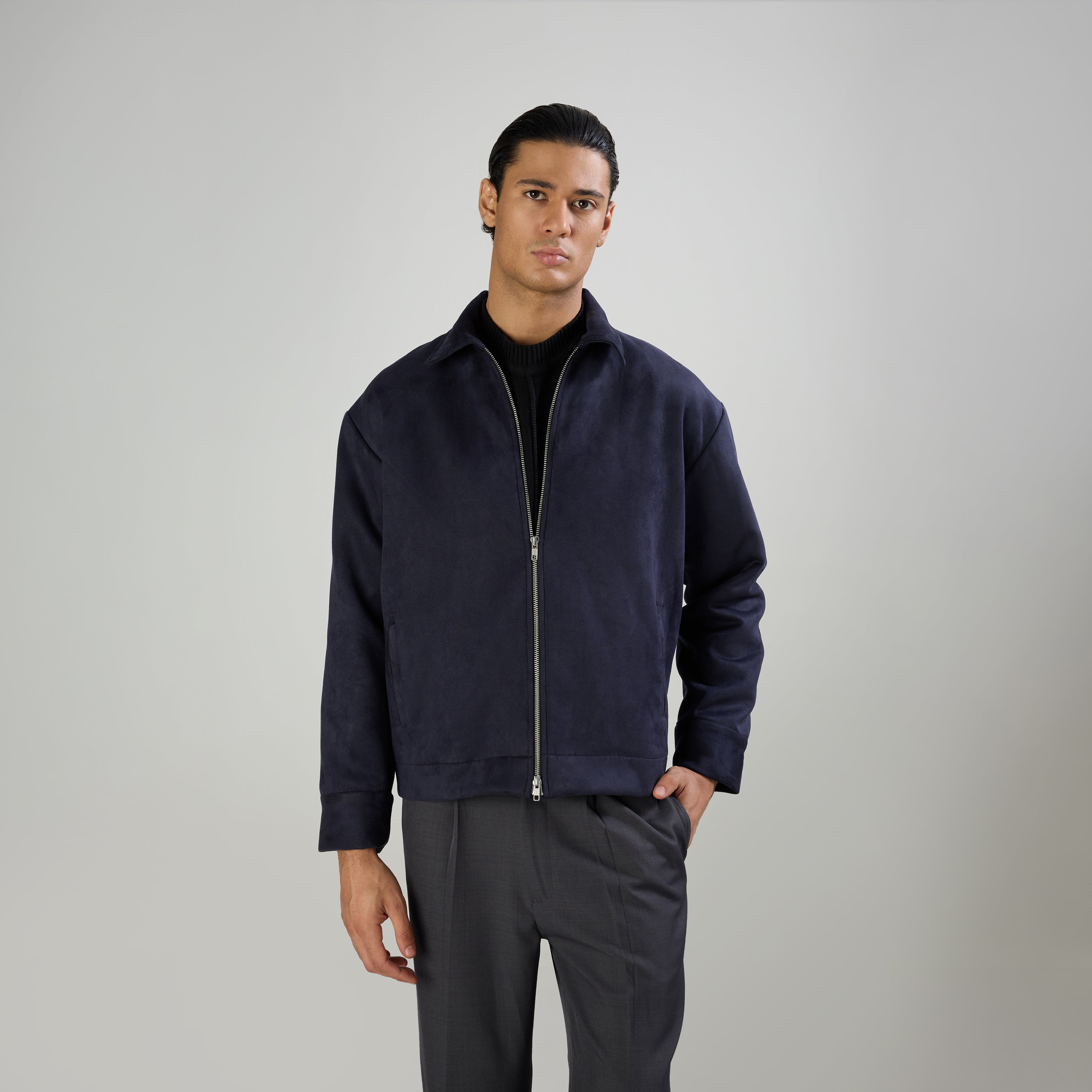 Suede Two-Way Zip Jacket
