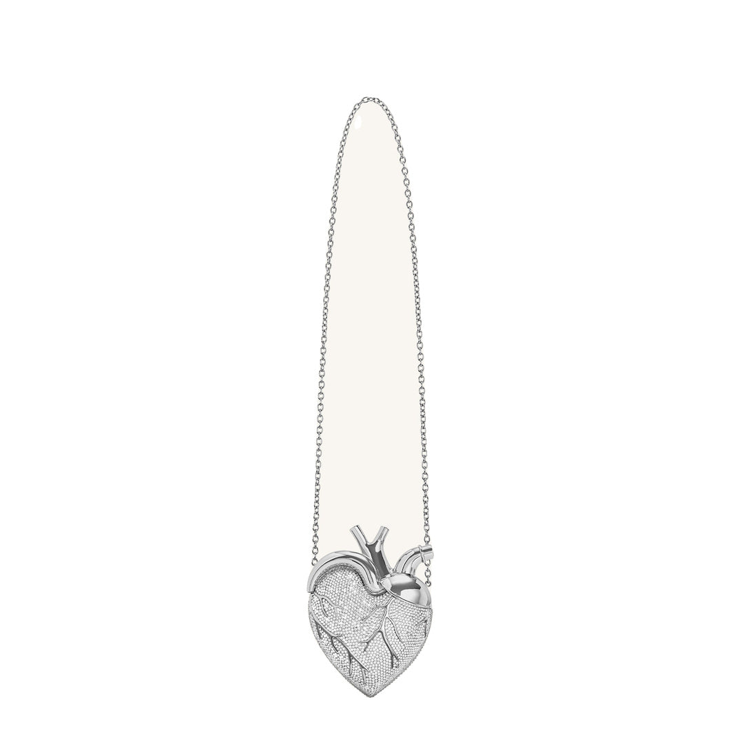 JW PEI Maren Artificial Crystal Heart Shaped Bag - Silver