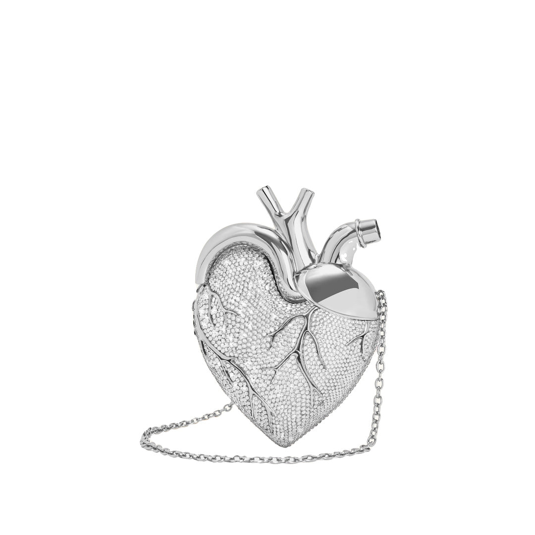 JW PEI Maren Artificial Crystal Heart Shaped Bag - Silver