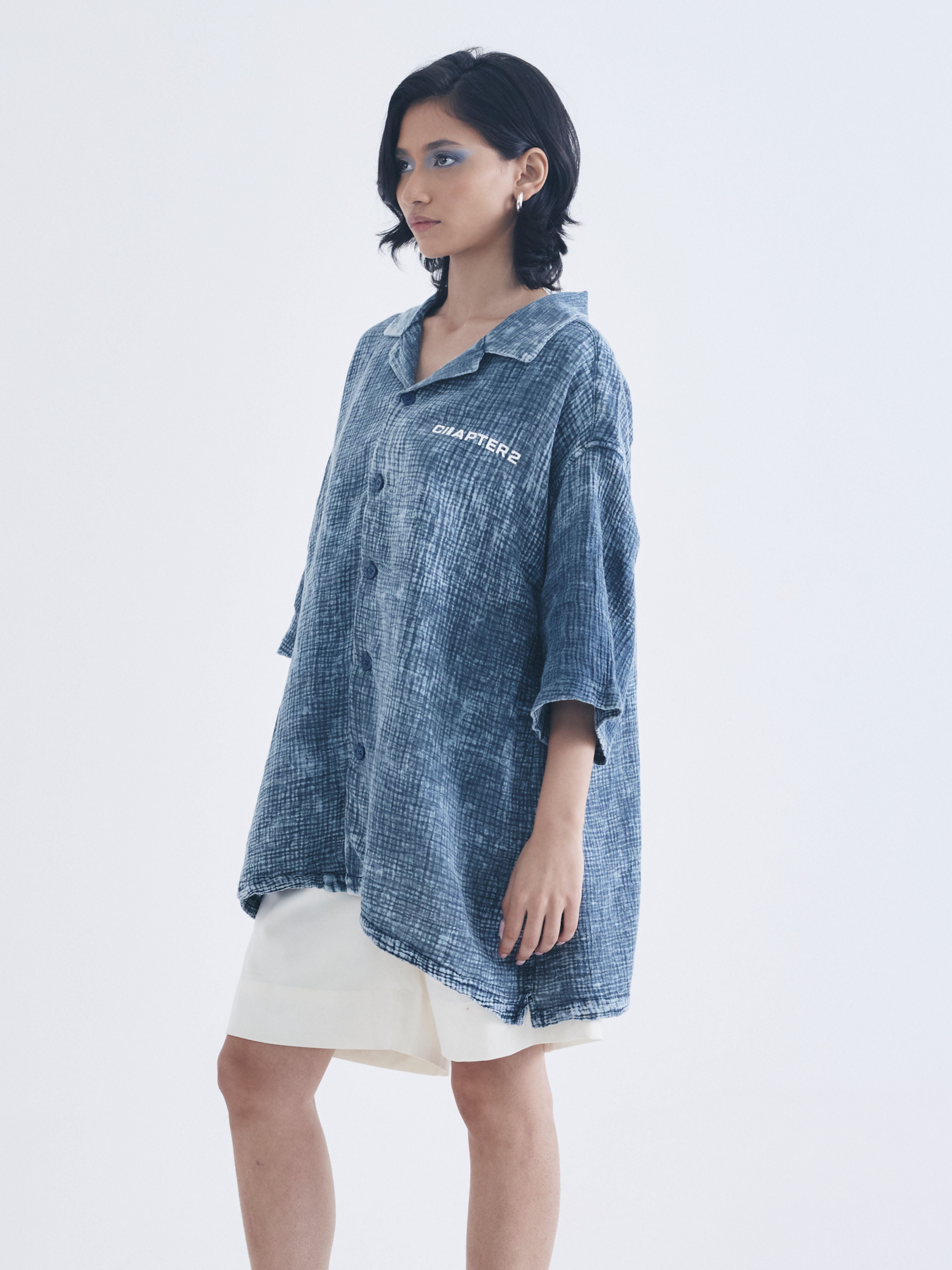 Washed Waffle Blue Shirt