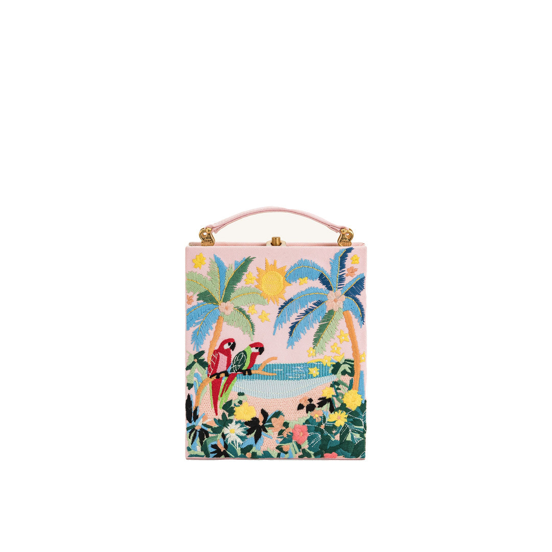 JW PEI Taya Tropical Parrot Pattern Book Shape Clutch Bag - Pink