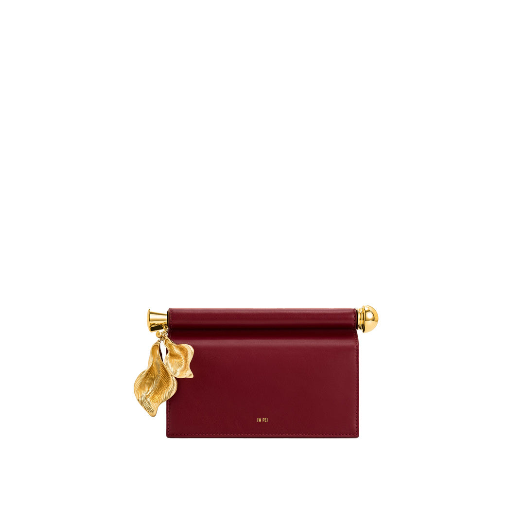 JW PEI Holly Metal Pendant Embellished Clutch - Claret