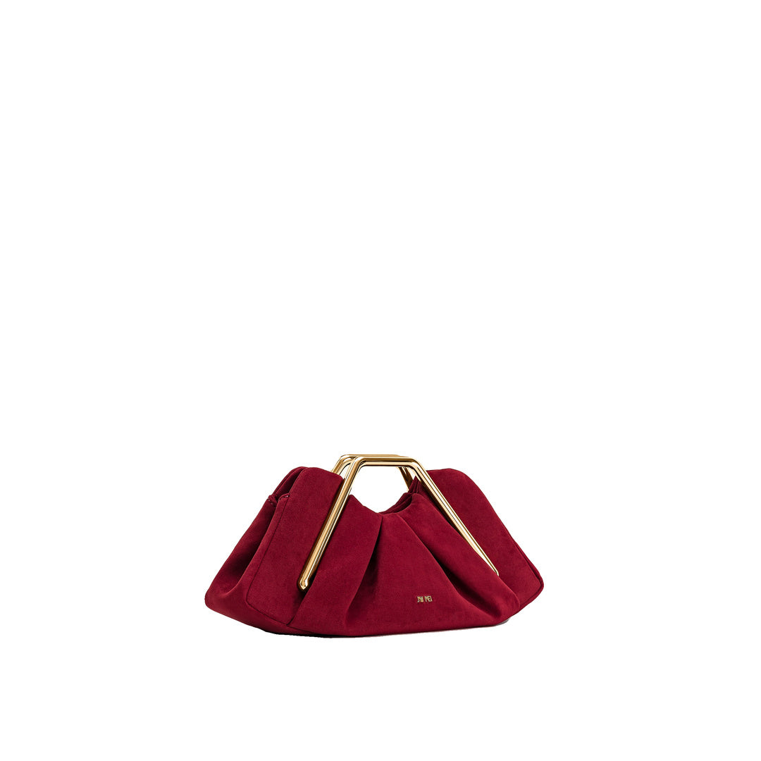 JW PEI Lila Faux Suede Metal Frame Clutch - Red
