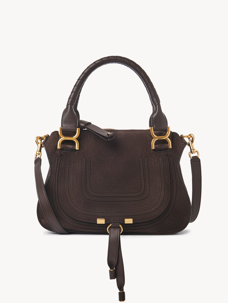 CHLOE Small Marcie bag in suede leather Kohl Brown