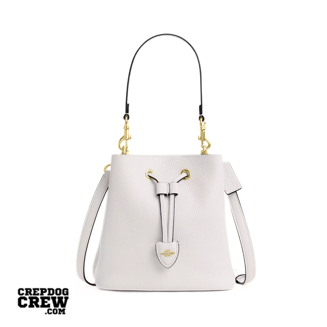 Coach Rowan Bucket Bag pebbled leather Gold Chalk