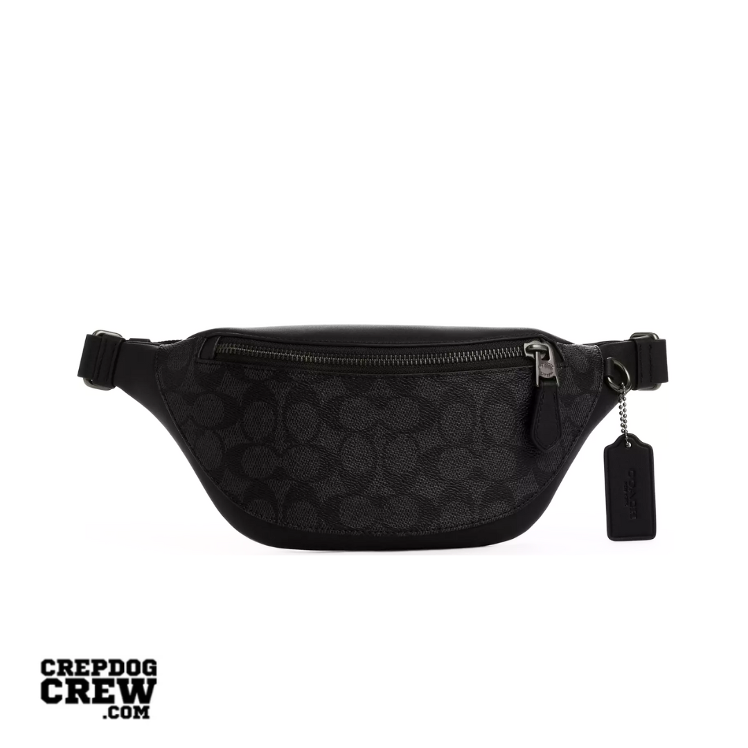 Coach Warren Mini Belt Bag In Signature Gunmetal Charcoal Black