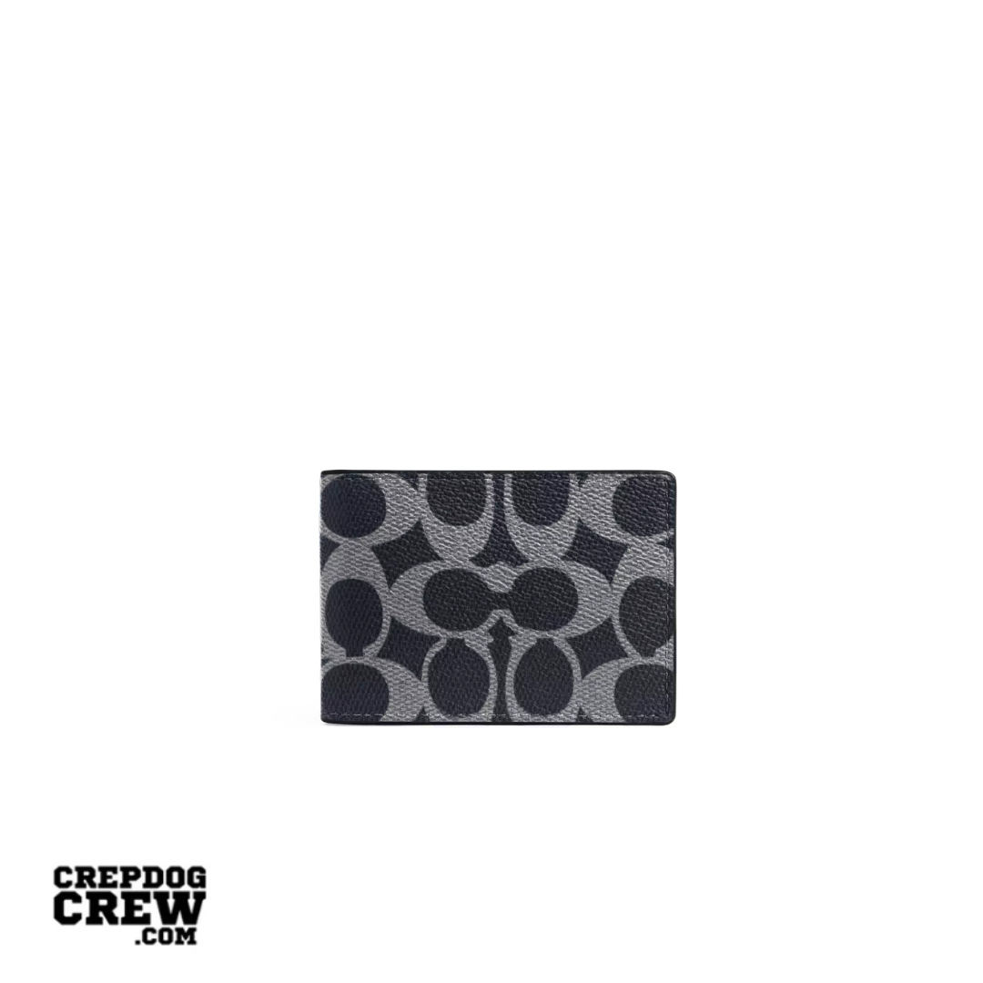 Coach Compact Billfold Wallet In Signature Denim Chalk