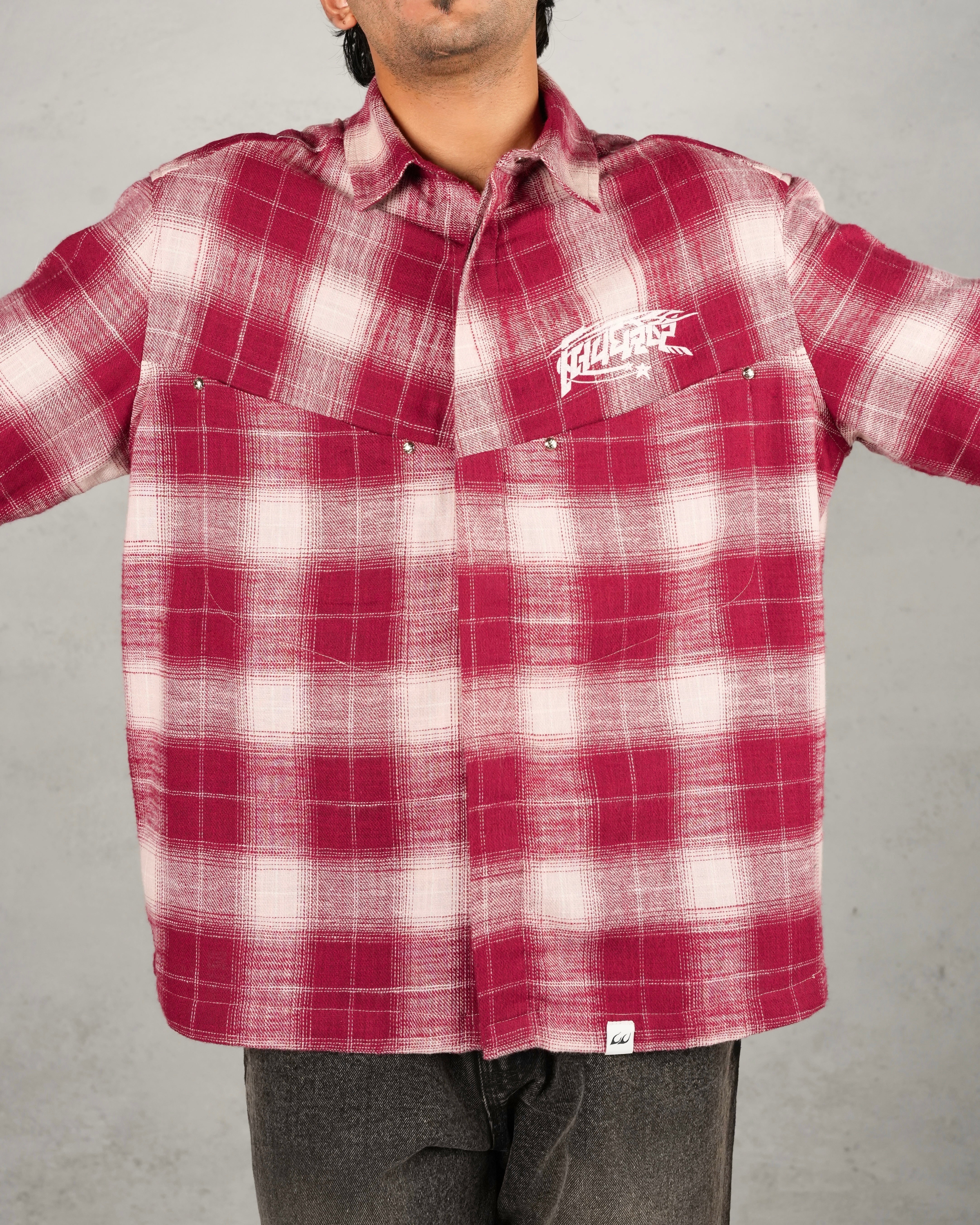 Ninja Red white flannel Shirt