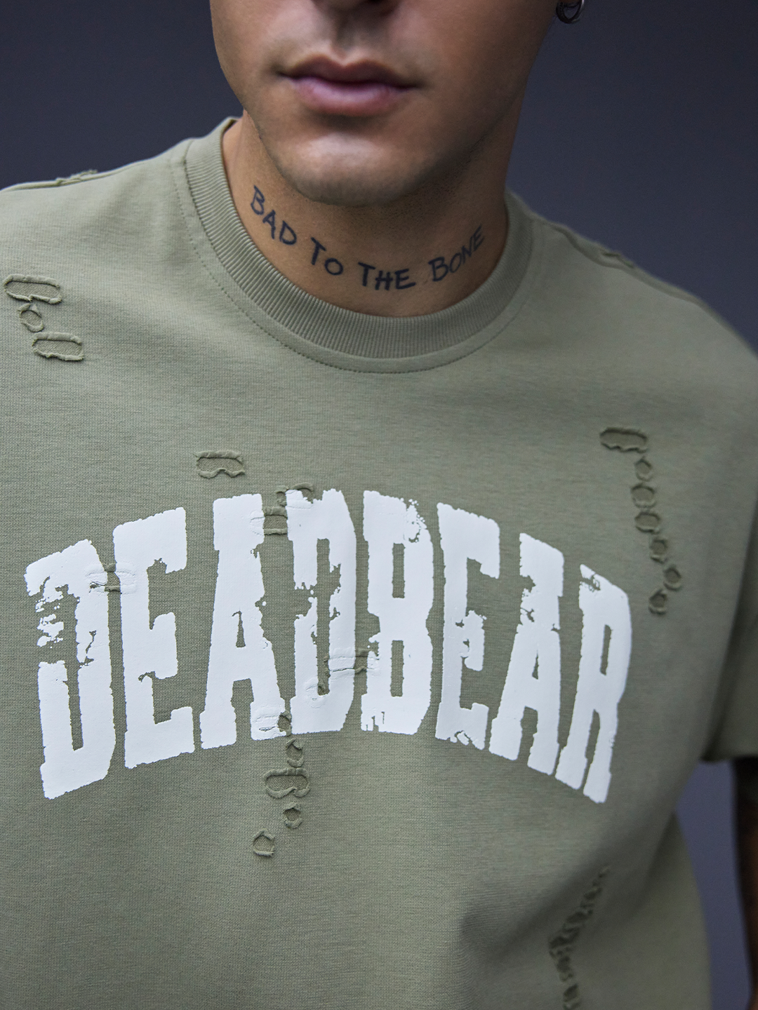 Distressed Olive Tee