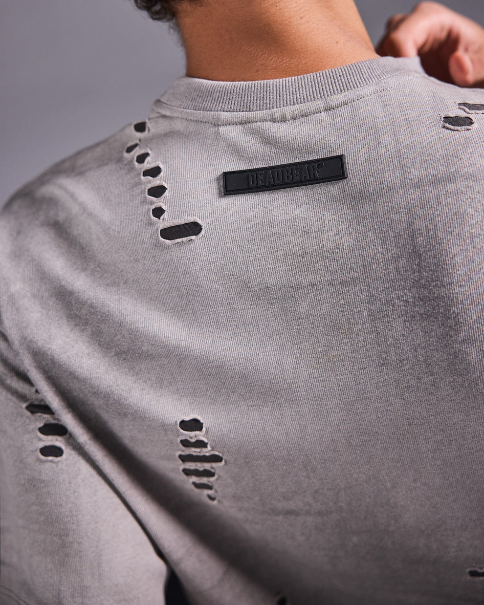 Distressed Washed Grey Tee