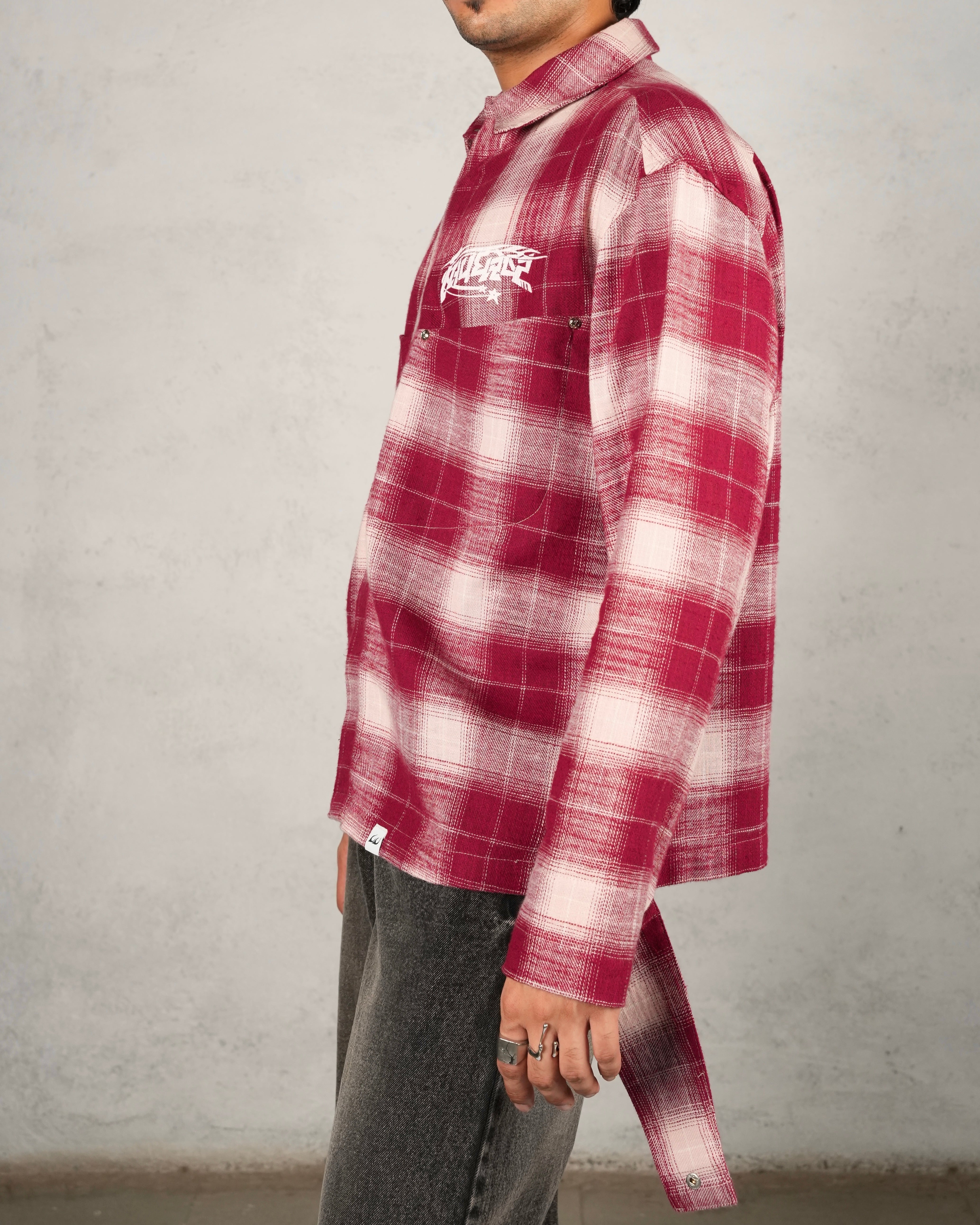 Ninja Red white flannel Shirt