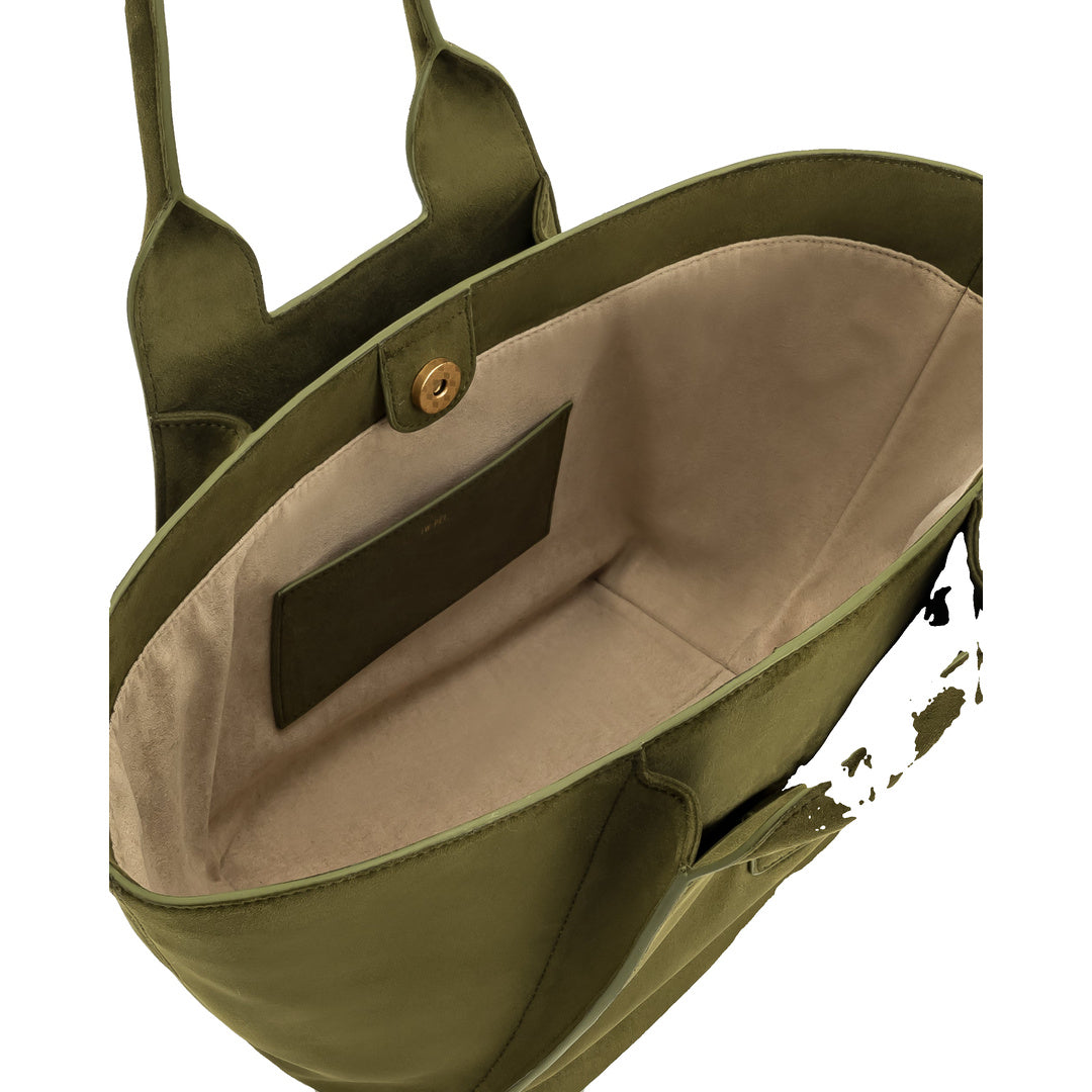JW PEI Cara Faux Suede Tote Bag - Dark Olive