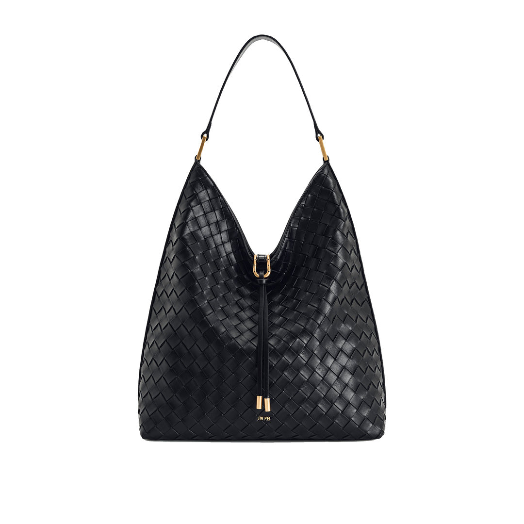 JW PEI Aria Woven Texture Shoulder Bag - Black