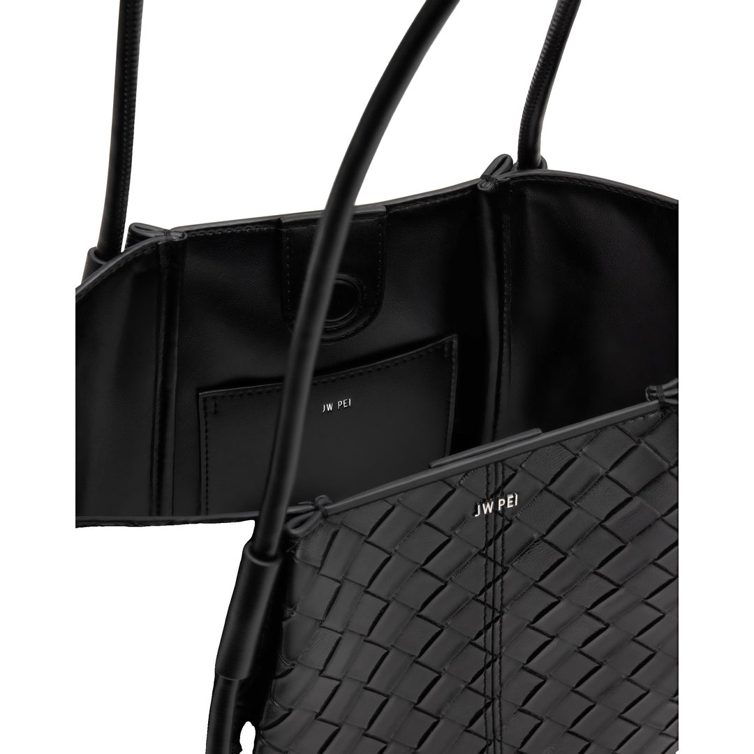 JW PEI Nala Wide Weave Texture Tote Bag - Black