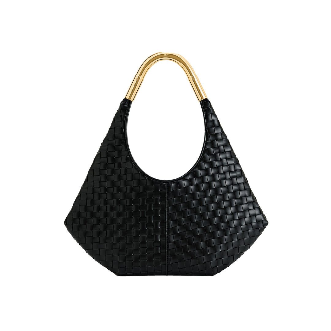 JW PEI Olivia Hand-Woven Metal Handle Hobo Bag - Black