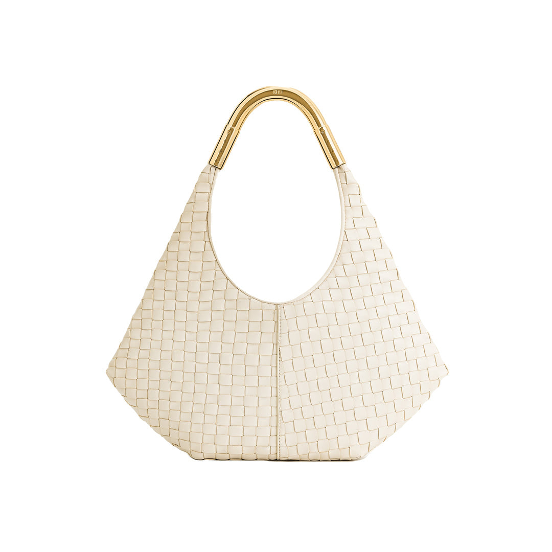 JW PEI Olivia Hand-Woven Metal Handle Hobo Bag - White