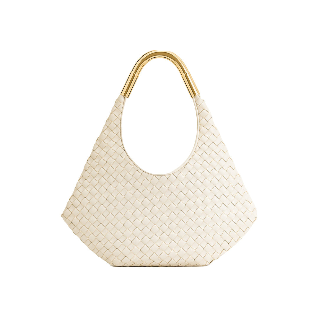 JW PEI Olivia Hand-Woven Metal Handle Hobo Bag - White